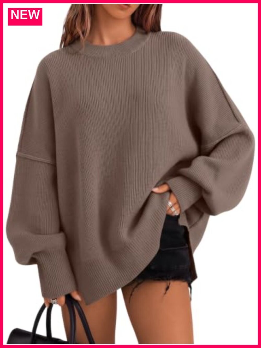 Oversized Crewneck Sweater Viscose Blend Loose Pullover Tunic